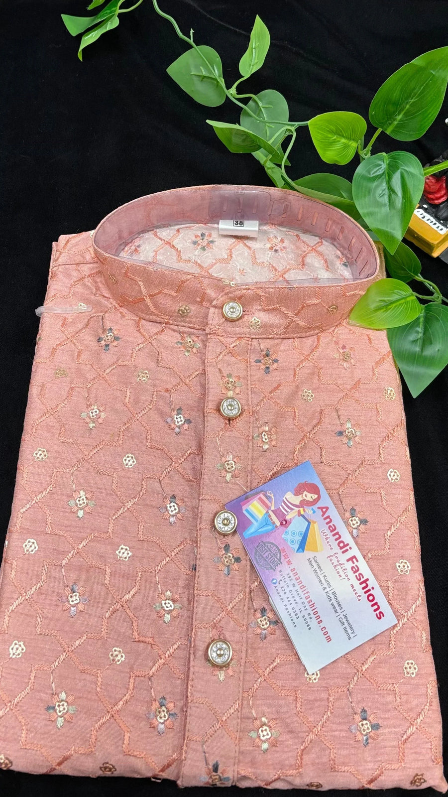 Mens Kurta - Kashmiri Silk Sequin Embroidery Work Men's Kurta
