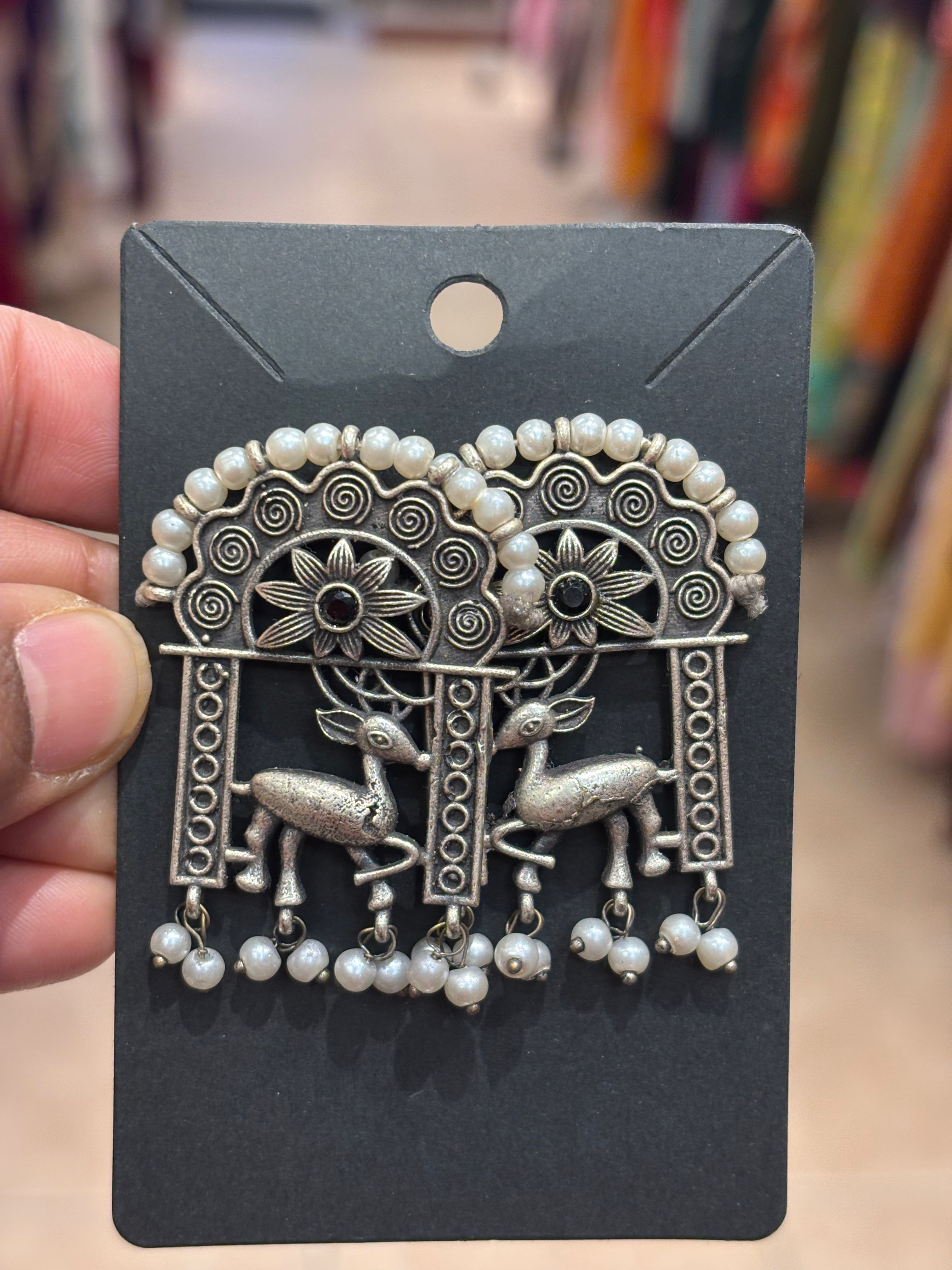 Deer German Silver Earrings image 0