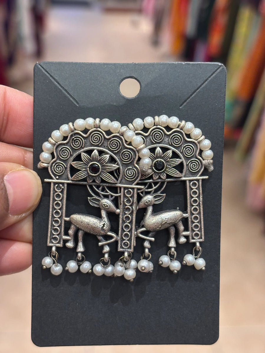 Deer German Silver Earrings