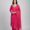 Pink Leheriya Georgette Kurti set