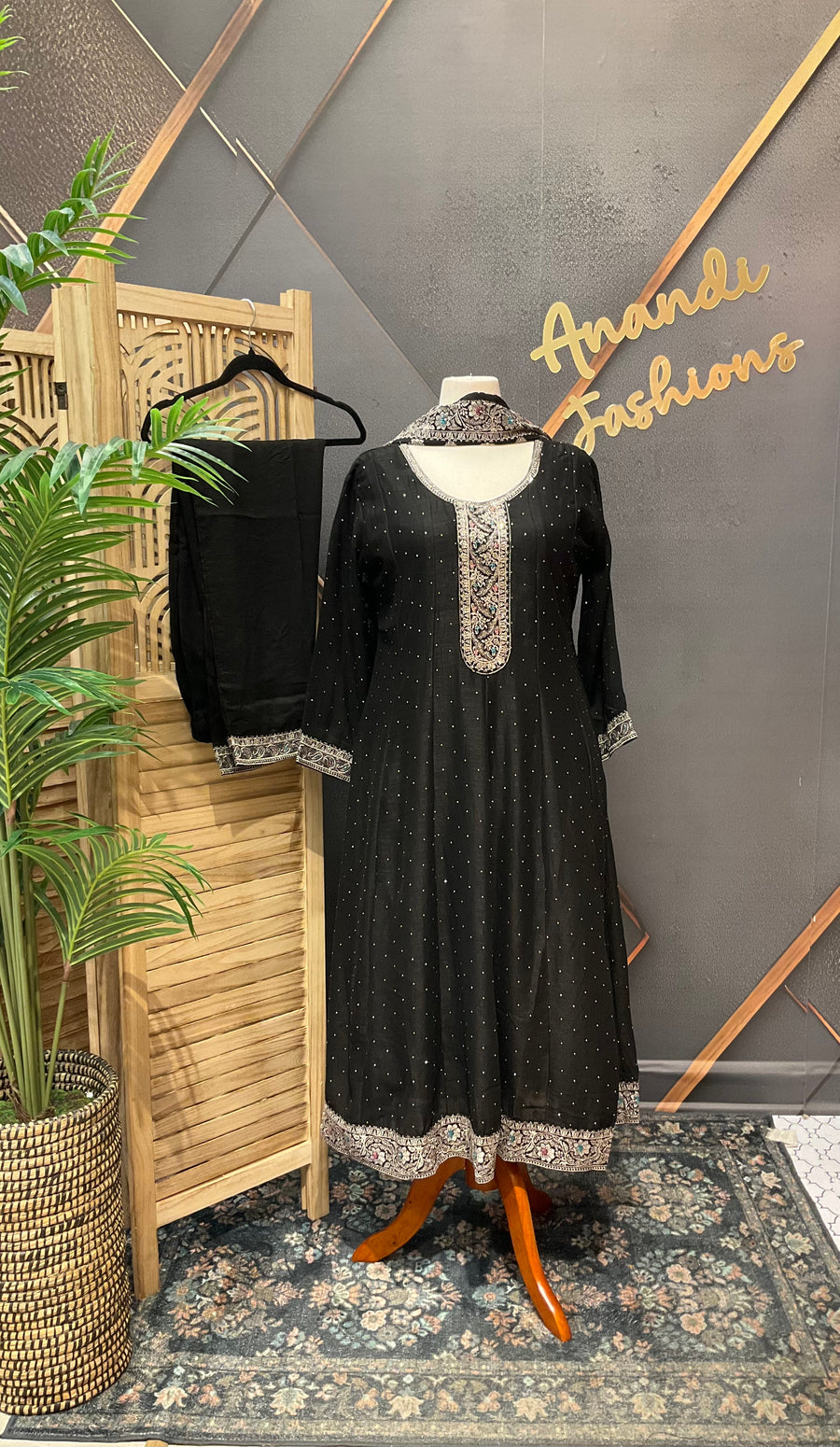Black Party Wear Anarkali Kurti set