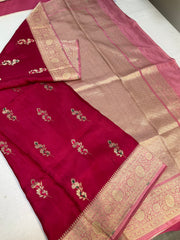 Pink Benarasi Silk saree with stitched Blouse