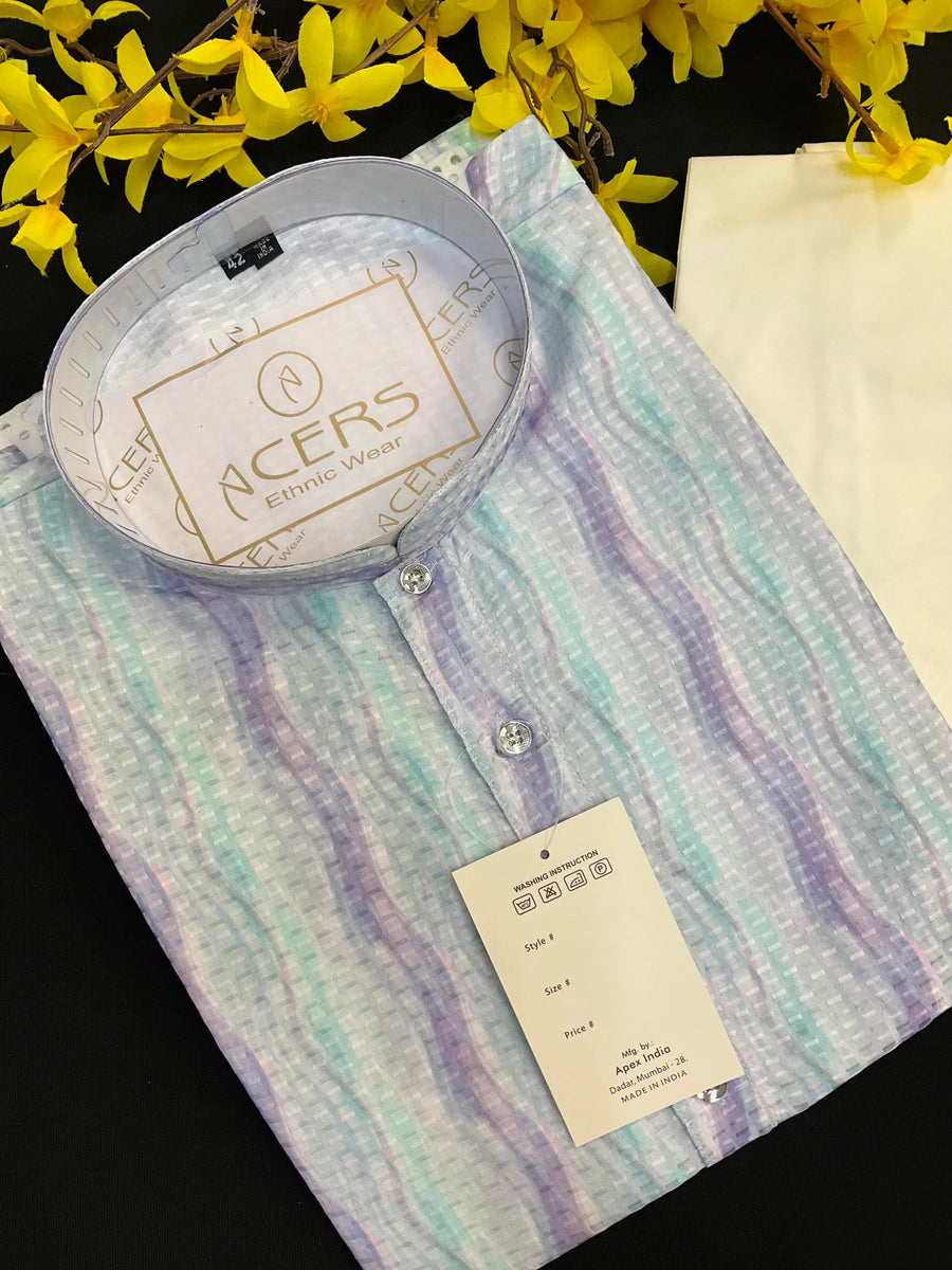 Mens Kurta Set with Beautiful Pattern - Traditional Ethnic Wear