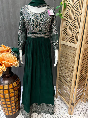 Georgette Party Wear Long Dress - Elegant Ethnic Gown