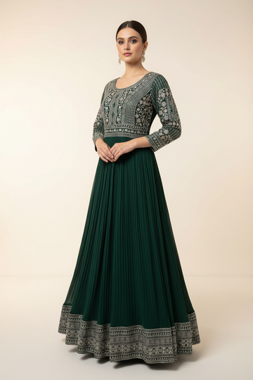 Georgette Party Wear Long Dress - Elegant Ethnic Gown