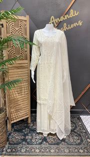 Collections Off White Sharara/Palazzo Set Embroidered Sharara Set