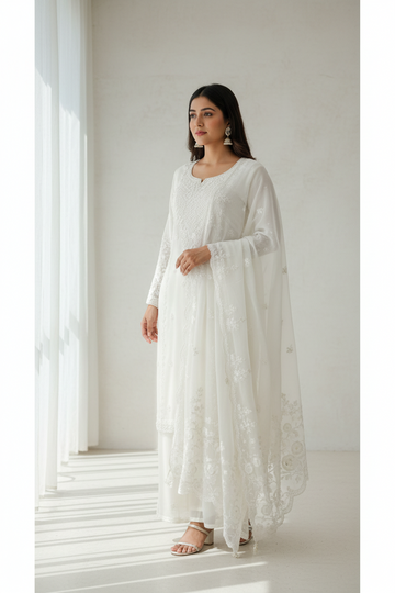Premium Collections- Half White Party Wear Sharara/Palazzo set
