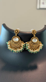 Antique Finish Necklace set with Kundan