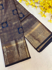 Navy Blue  Color Semi silk Kanjeevaram Saree