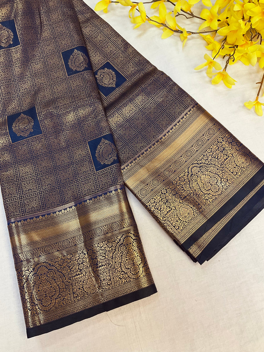 Navy Blue  Color Semi silk Kanjeevaram Saree