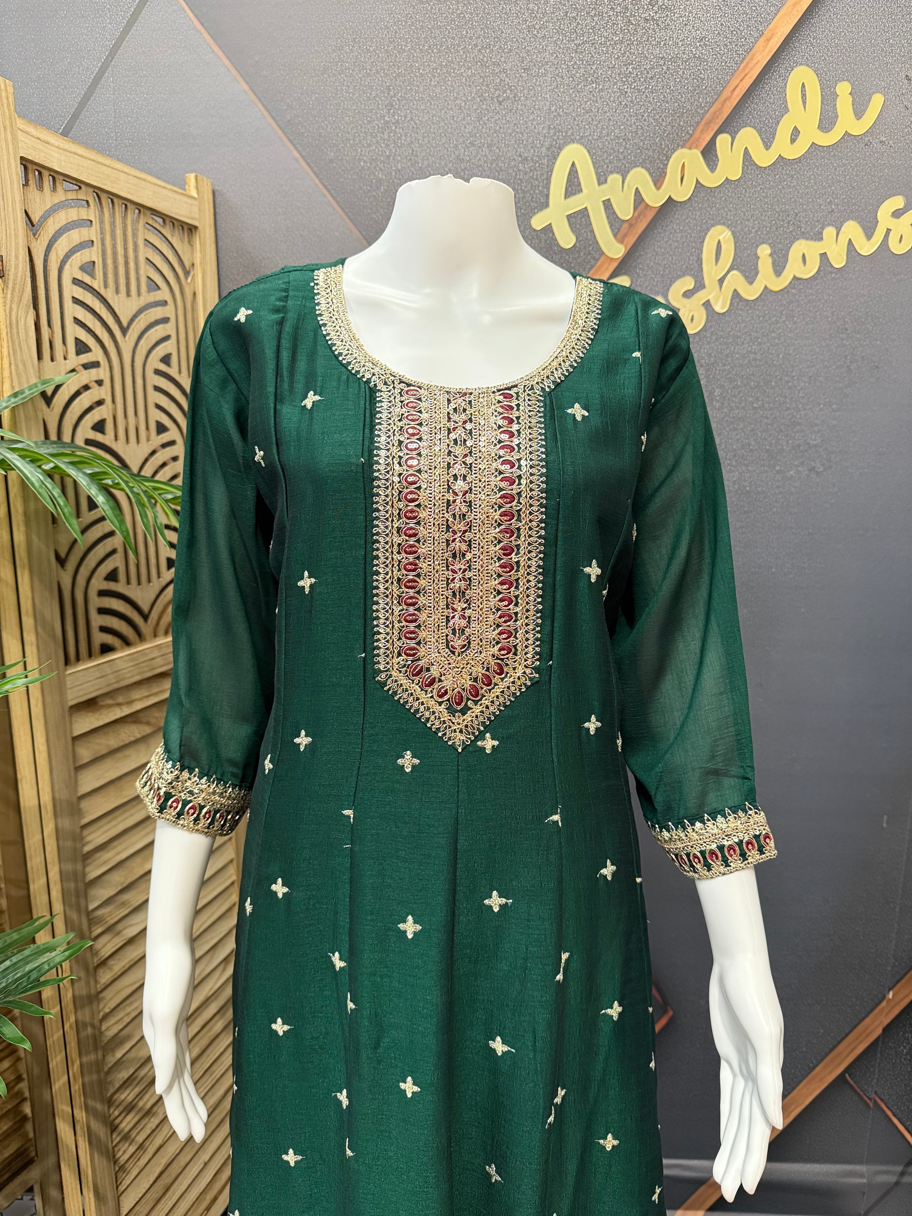 Party Wear -Green Anarkali Kurti set- Size 42/44