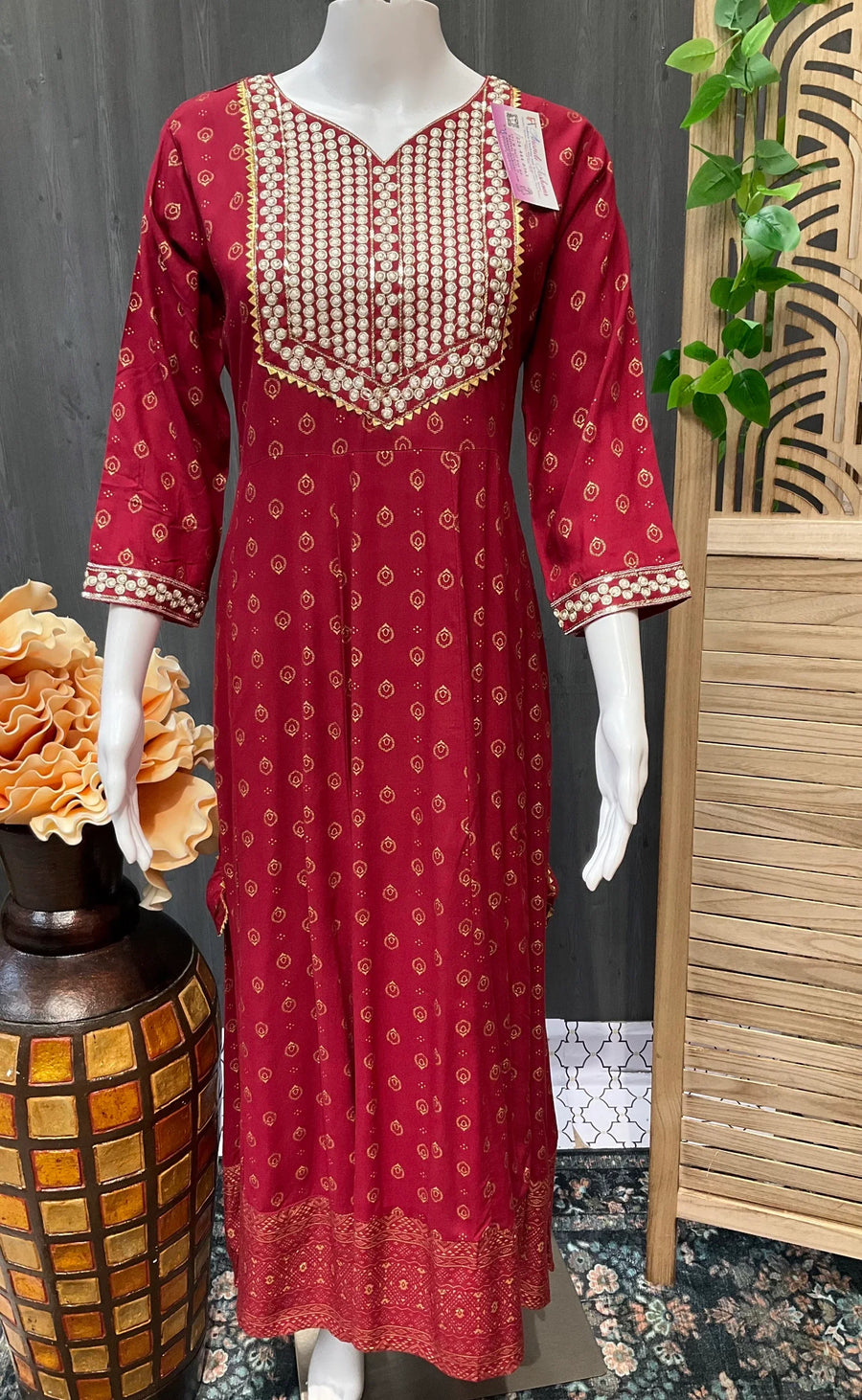 Maroon long  Anarkali kurti- Size 42/44