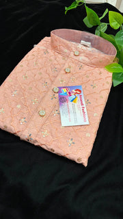 Mens Kurta - Kashmiri Silk Sequin Embroidery Work Men's Kurta