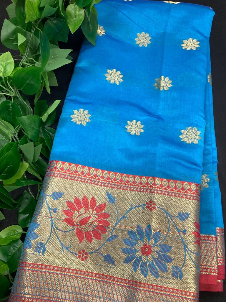 Blue Art Silk Saree - Soft Lightweight Elegant