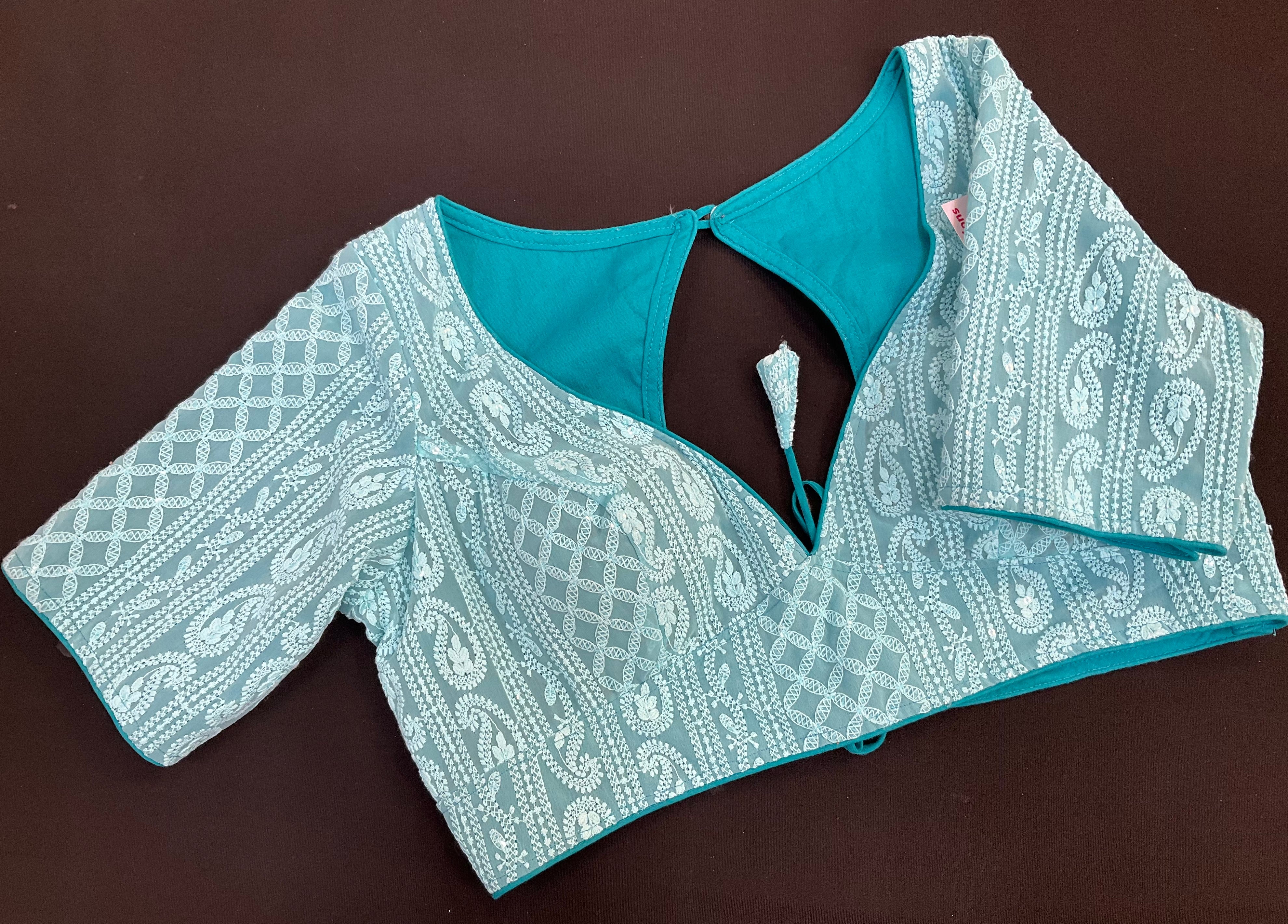 Blue -Georgette Chikankari Blouse