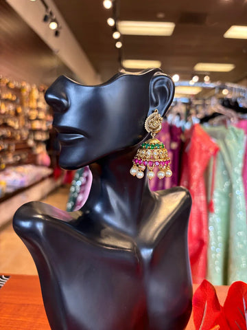 Antique Peacock Jhumkas