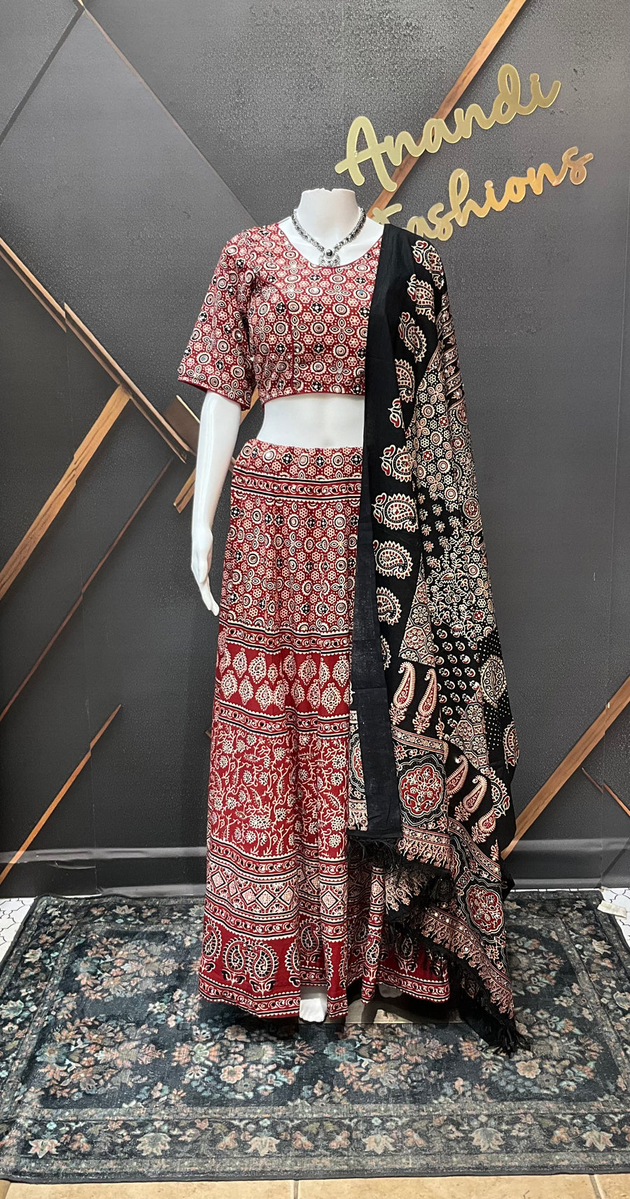 Garba Pure Cotton Ajrakh Print Chaniya Choli