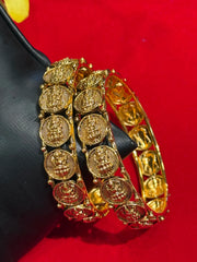 Antique Finish Goddess Lakshmi Bangles Set - Pair of 2 Traditional Bangles