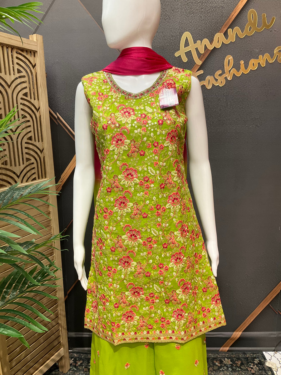 Parrot green teenage Girls palazzo set