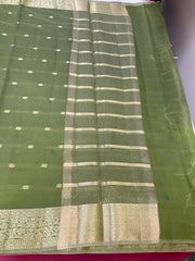 Green Benarasi Cotton Silk Saree