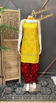 Yellow & Red - Teens patiala/Kurti set