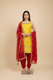 Yellow & Red - Teens patiala/Kurti set