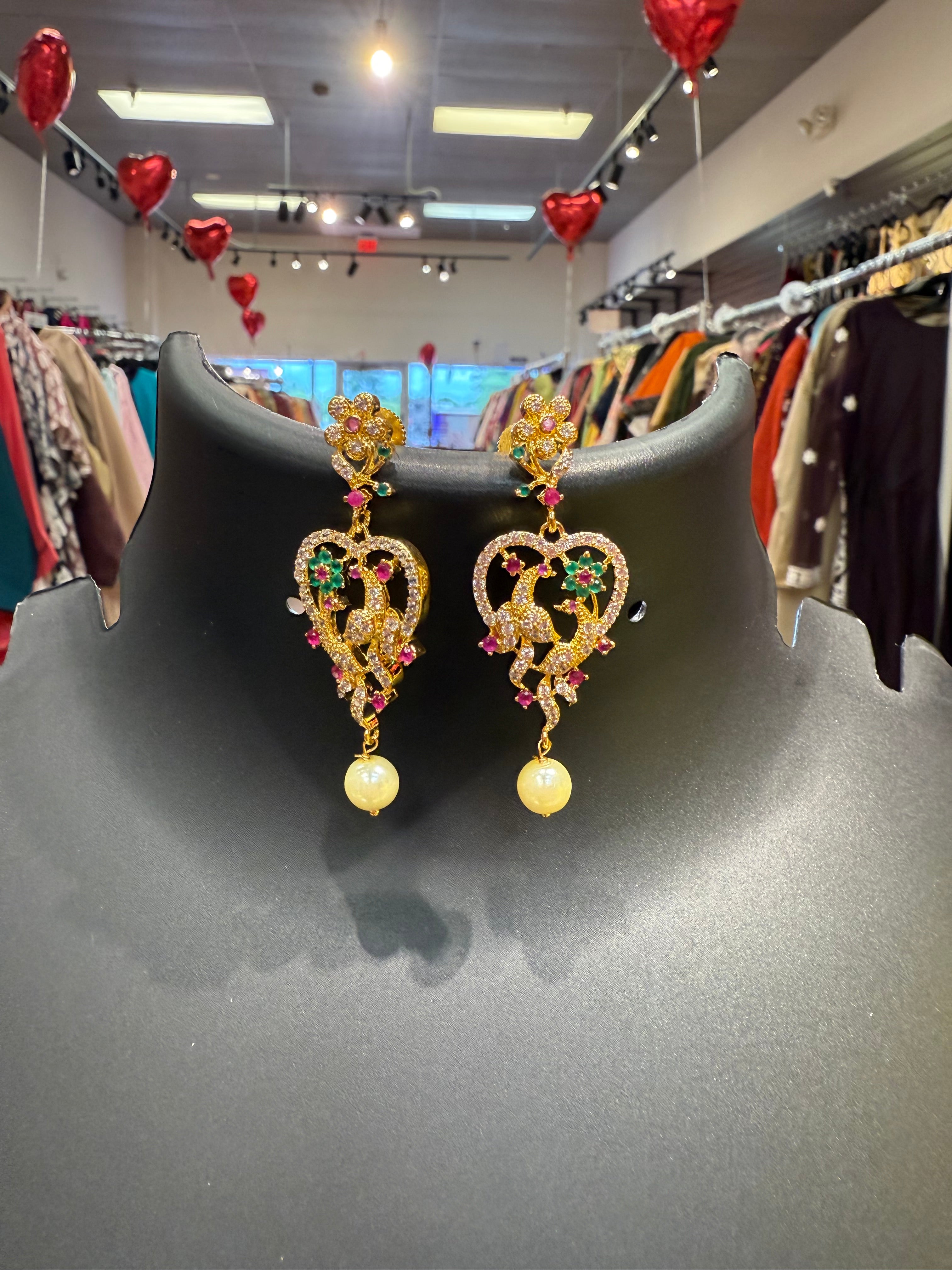 Micro Gold Polish - CZ Necklace set with Peacock pendant