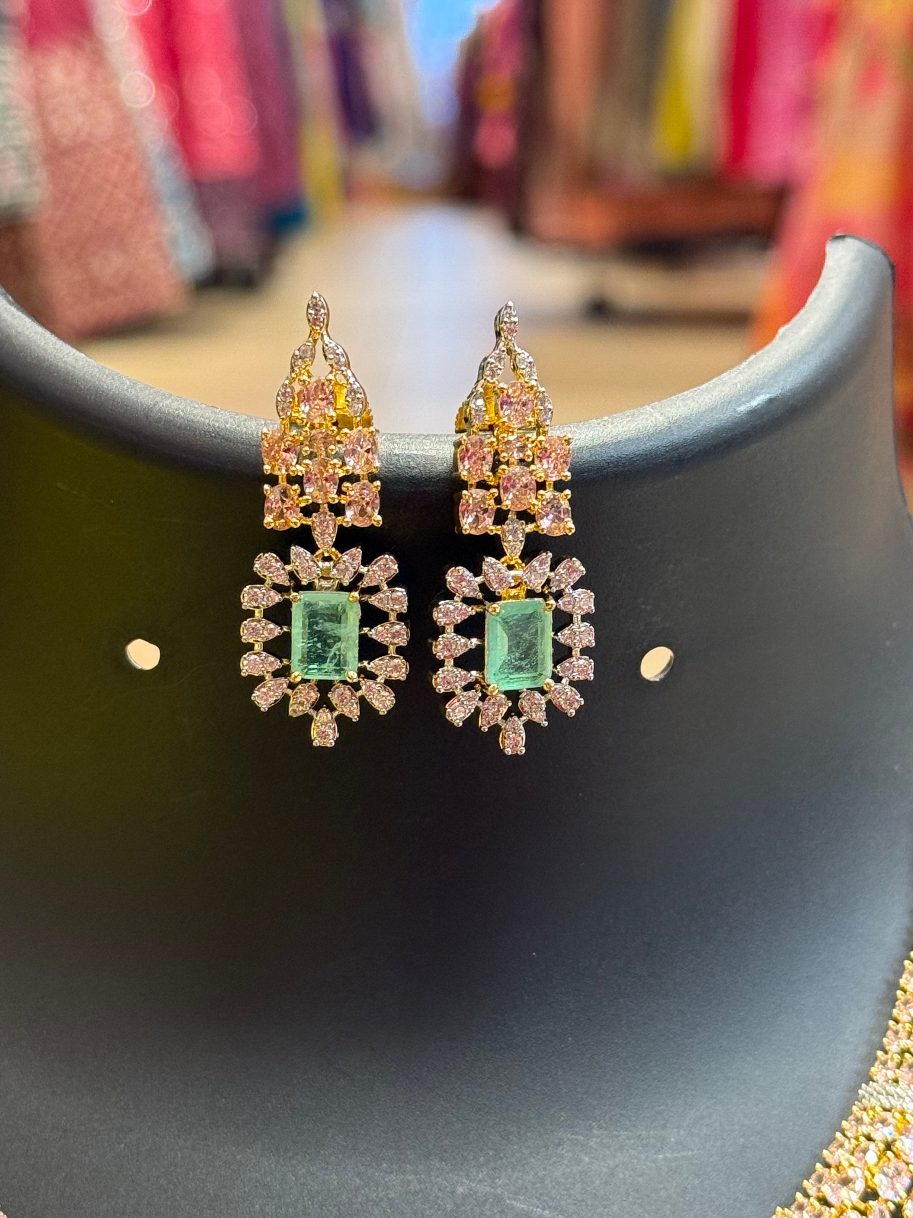 Baby Pink - Party Wear CZ Necklace set