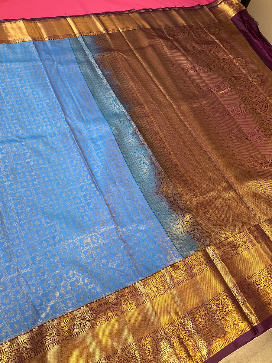 Blue Semi Silk Kanjeevaram Saree