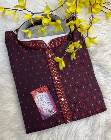 Party Wear - Maroon Mens kurta set