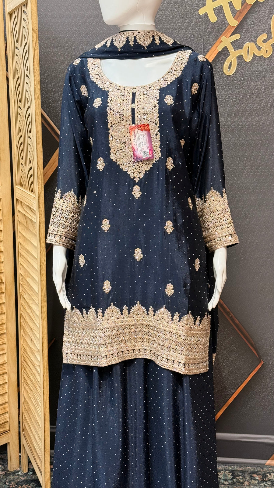Navy Blue Party Wear Palazzo Set