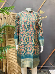 Men’s Silk Floral Kurta Set