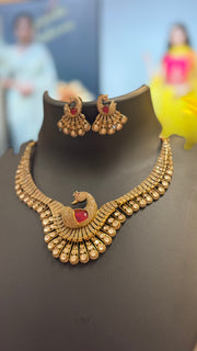 Peacock Design Kundan Victorian Necklace set