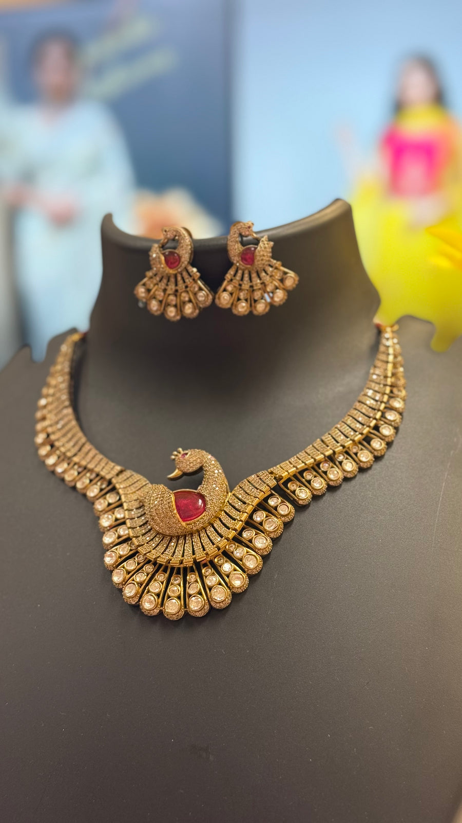Peacock Design Kundan Victorian Necklace set