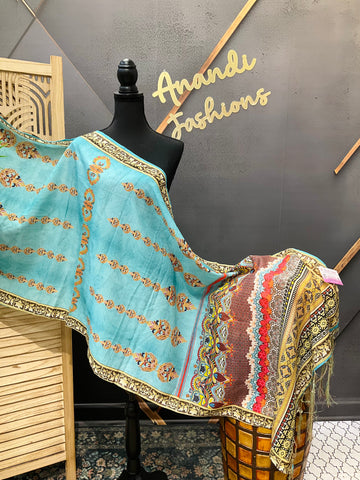 Blue Digital print duppatta