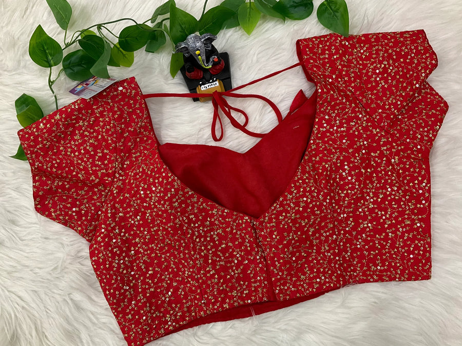 Red Blouse with Zari embroidery in Size 42/44