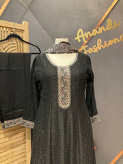 Black Party Wear Anarkali Kurti set