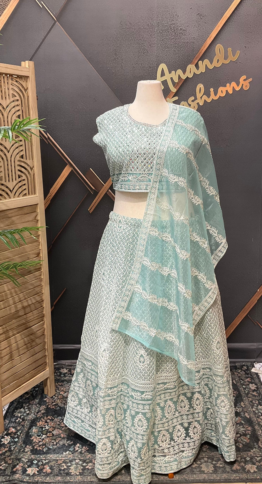 Plus Size pastel blue Lehenga set