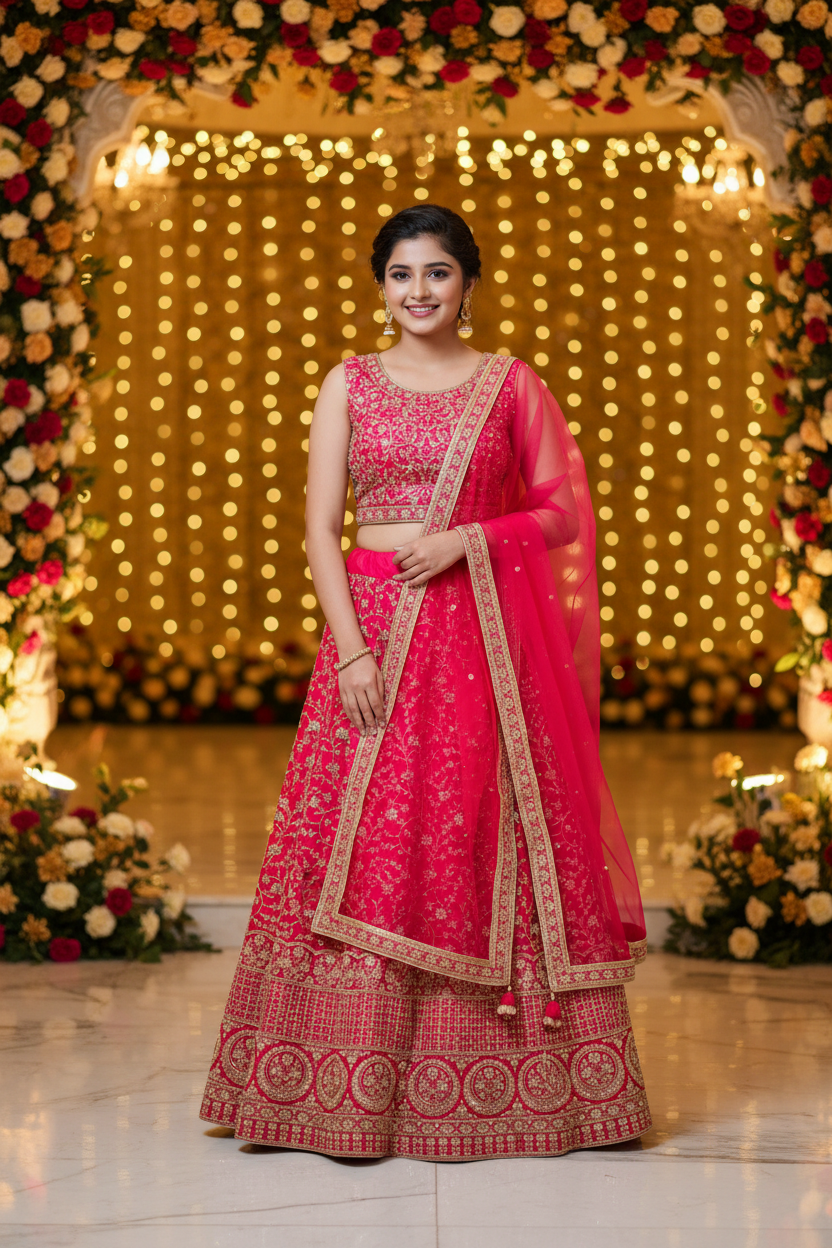 Pink Teenage Girls Party Wear lehenga set