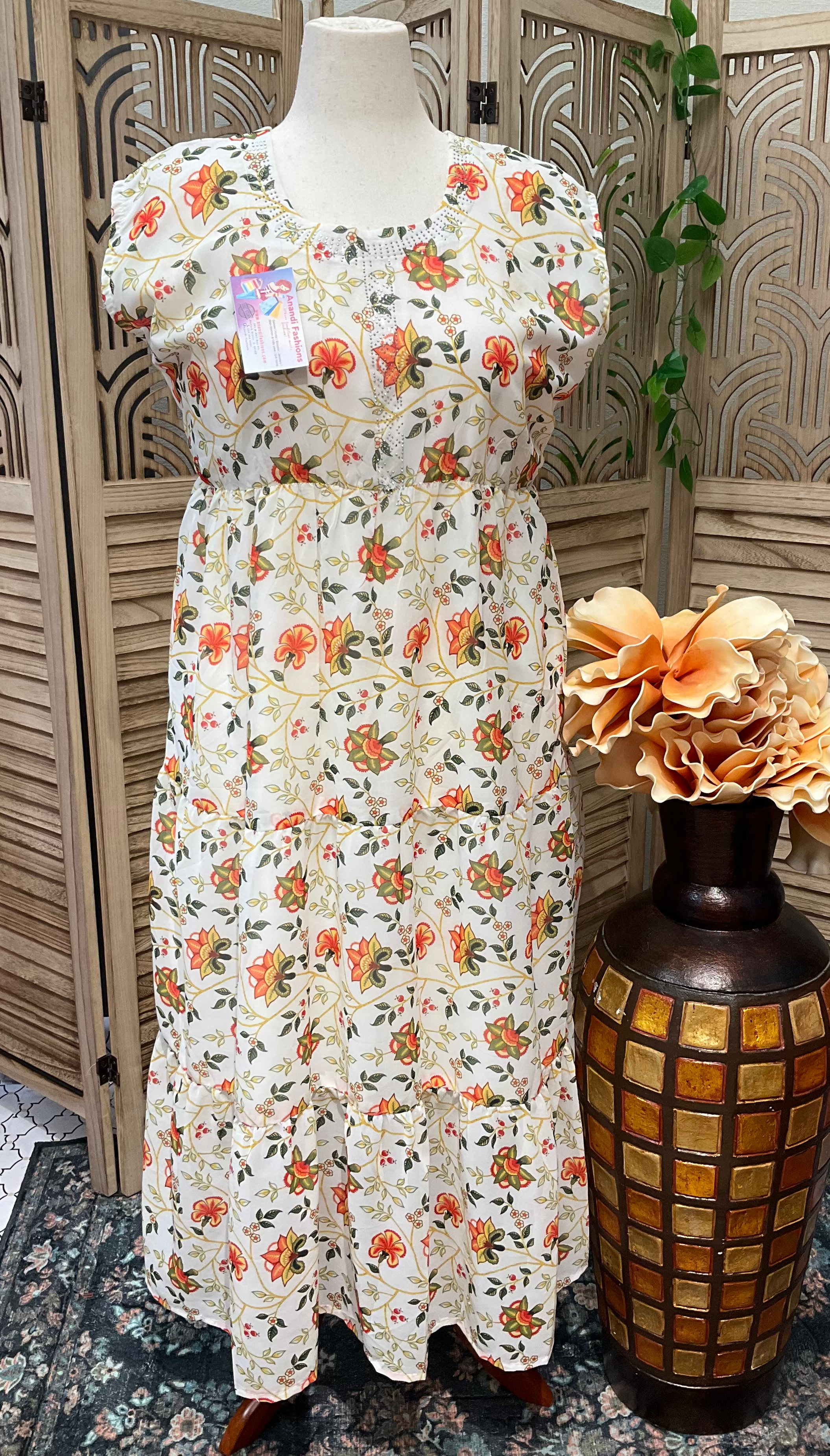 Plus size -Georgette Sleeveless Long Kurtis image 0