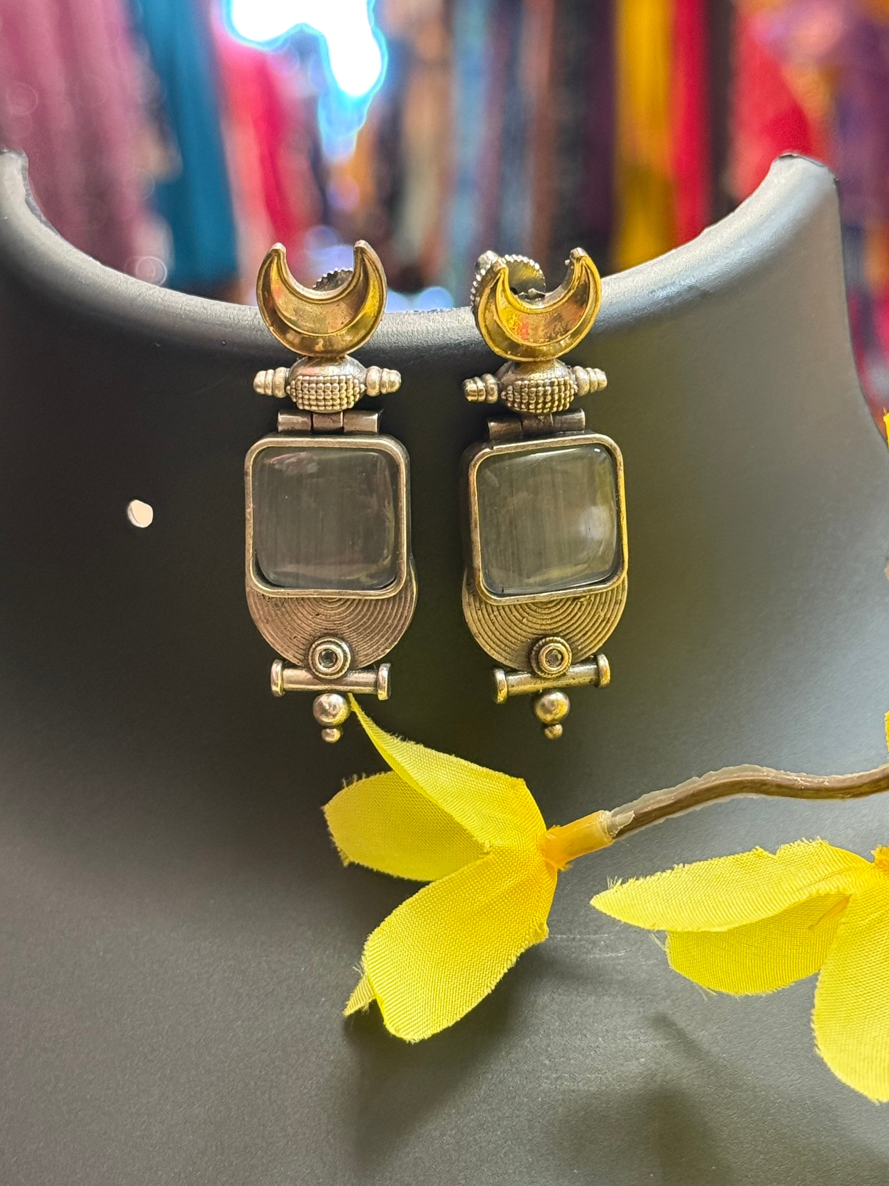 Dual Tone German Silver Earrings