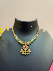 Antique Finish Kundan Necklace Set with Guttapusalu Pearls