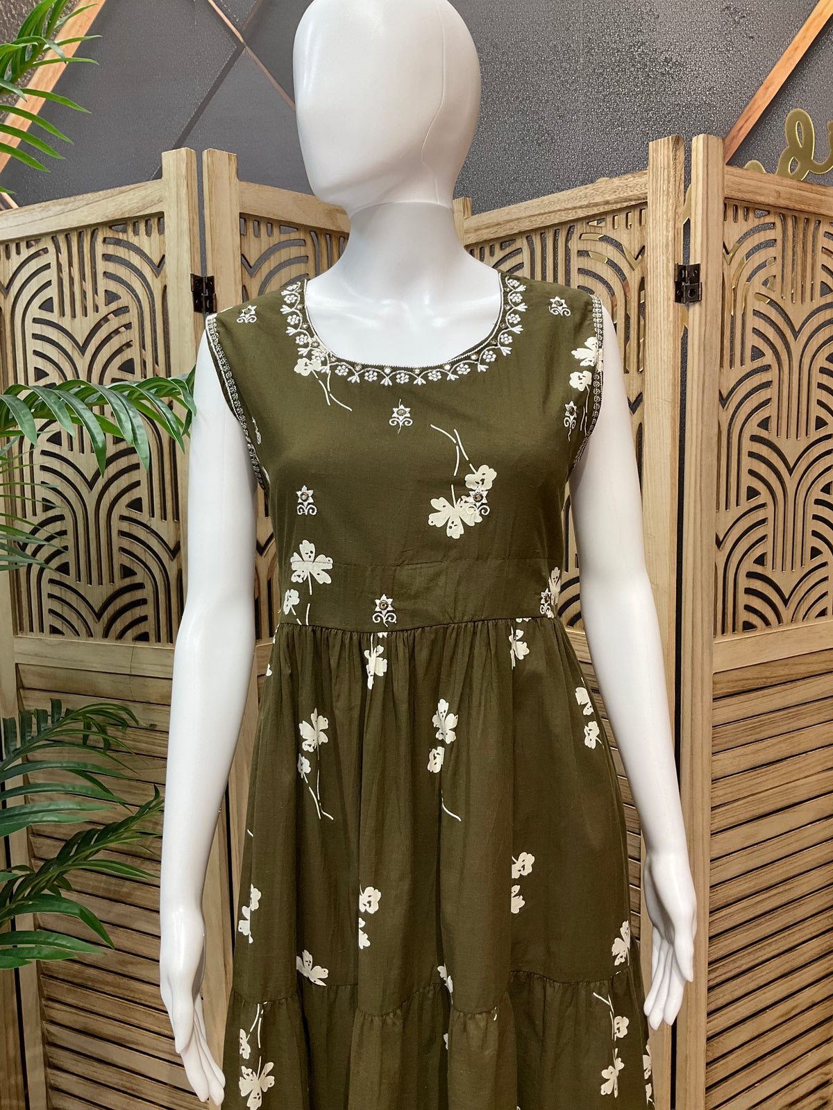 Green - Pure Cotton Long Kurti/Frock