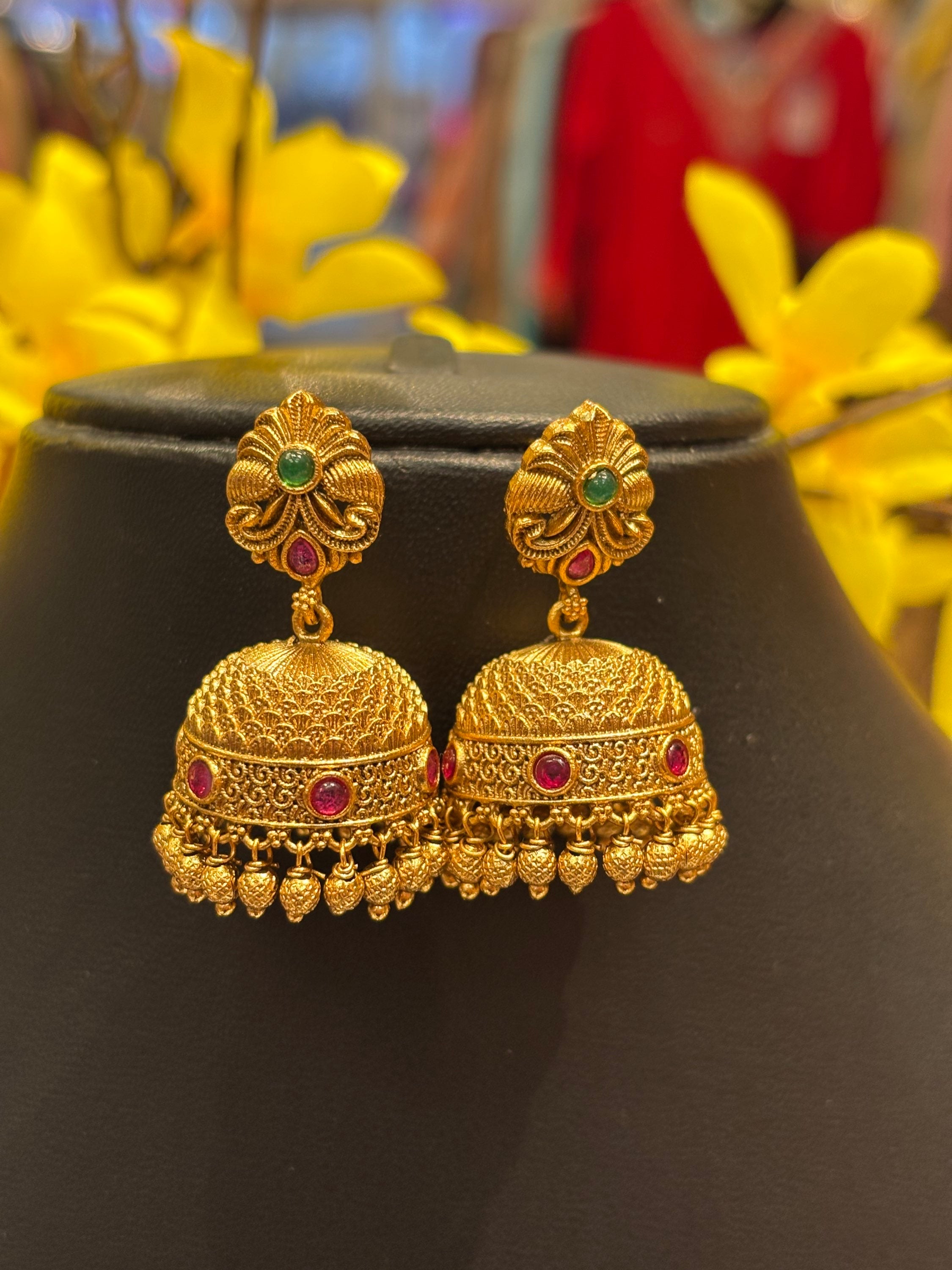 Antique Finish Light Weight Jhumkas/Earrings image 0