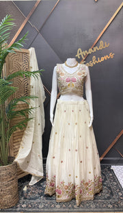 Half white Party Wear lehanga set