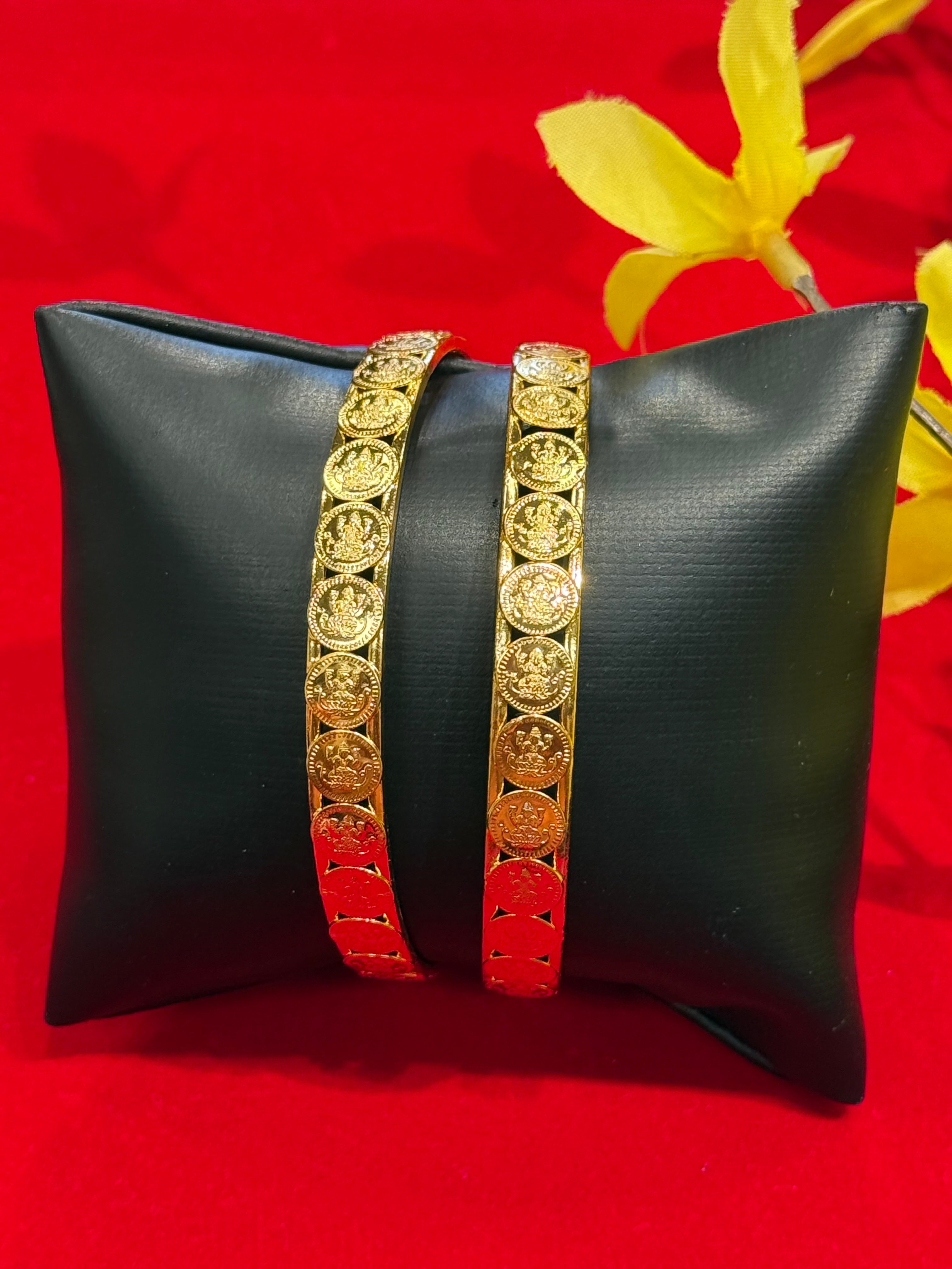 Gold Finish- Lakshmi Kasu Bangles