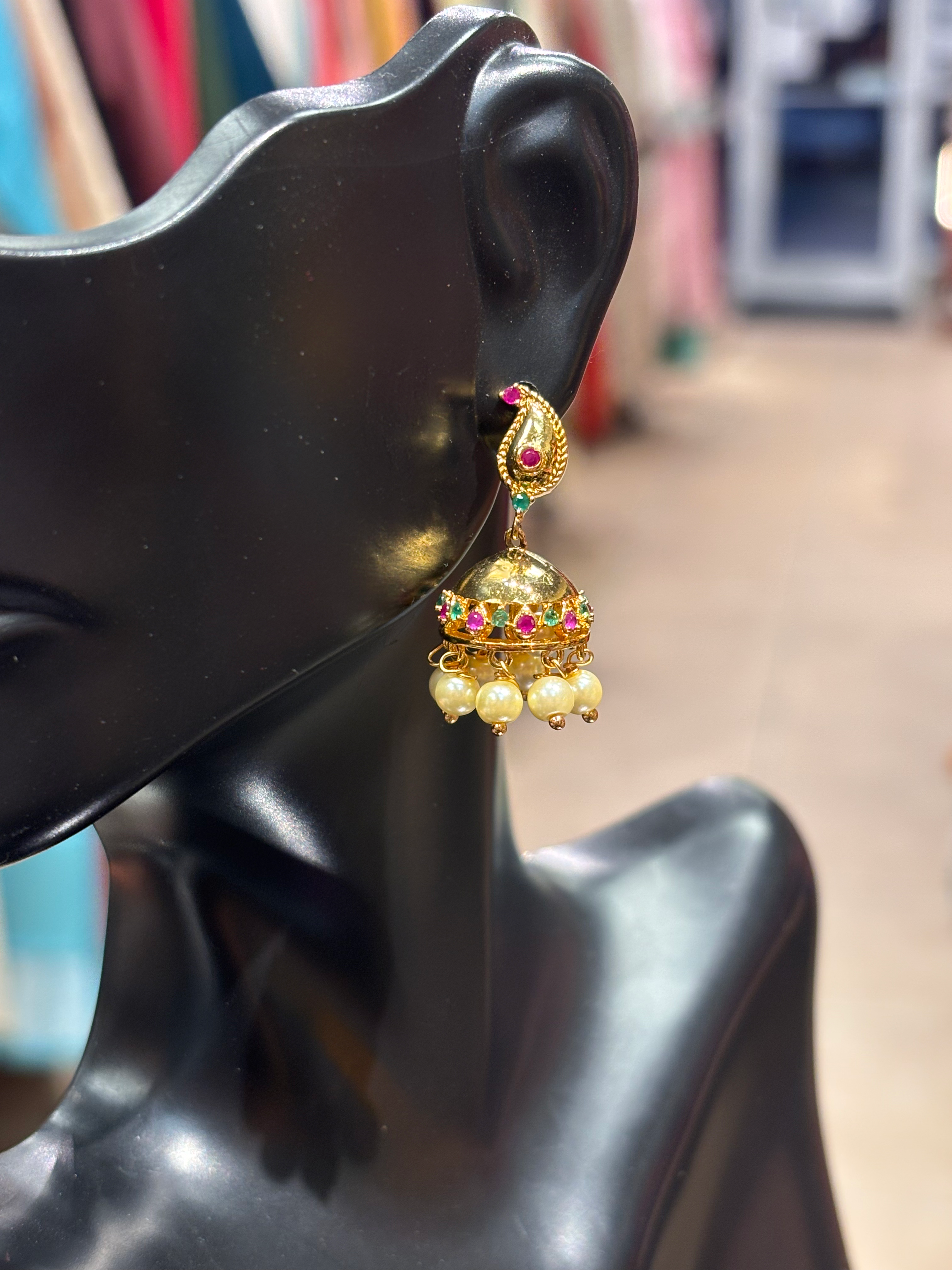 Gold Finish -Small and Cute Jhumkas image 2