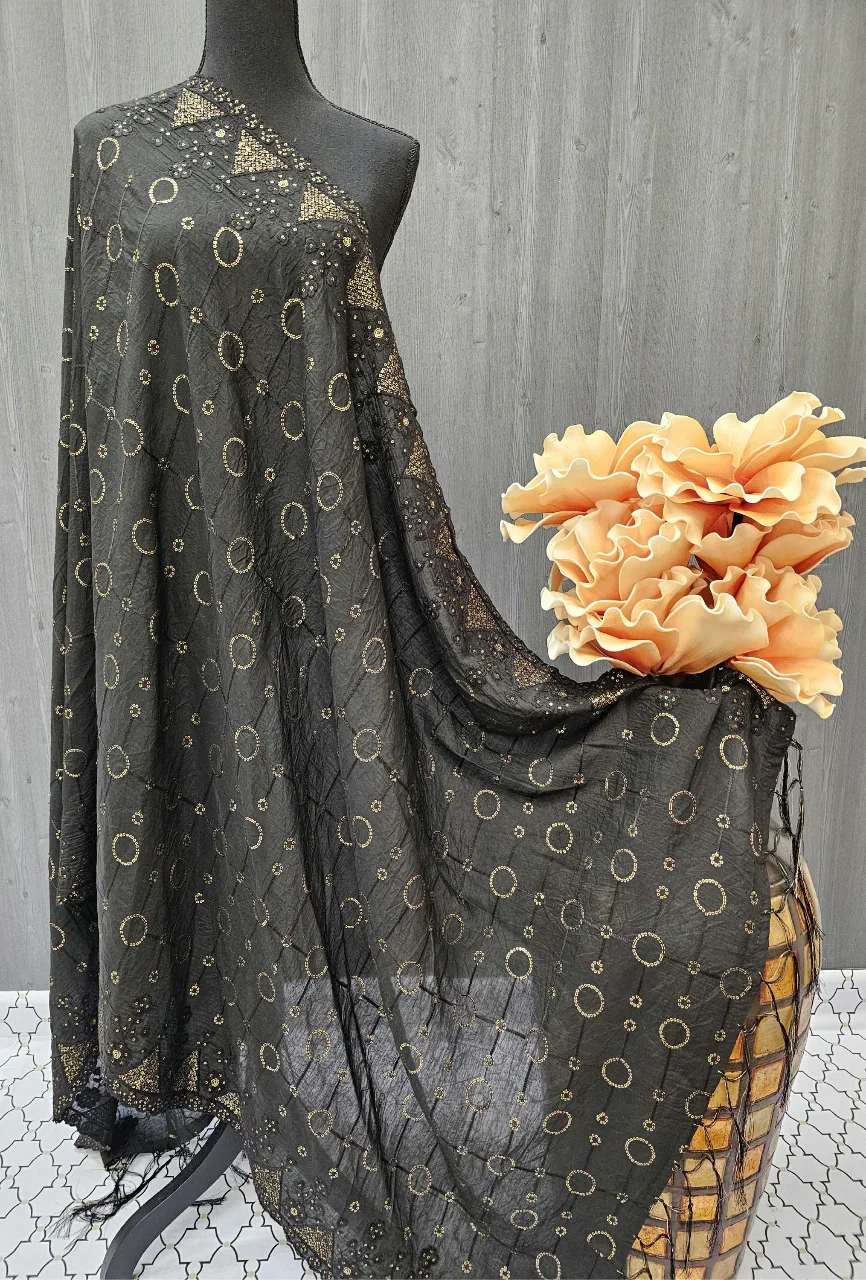 BlackCotton Dupatta - Elegant and vibrant Color Dupatta with sequence work