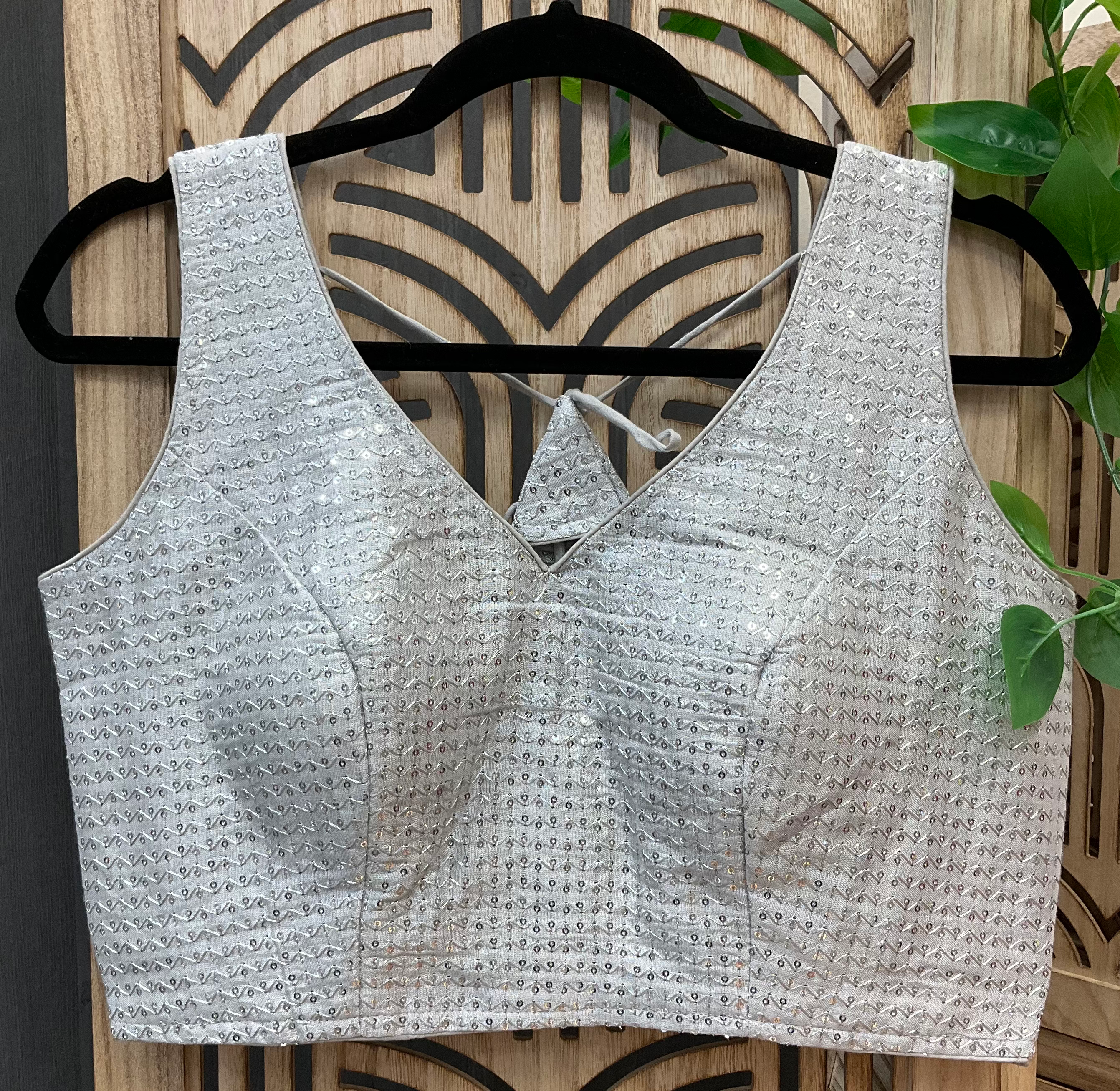 Silver Blouses with Sequence Work image 3