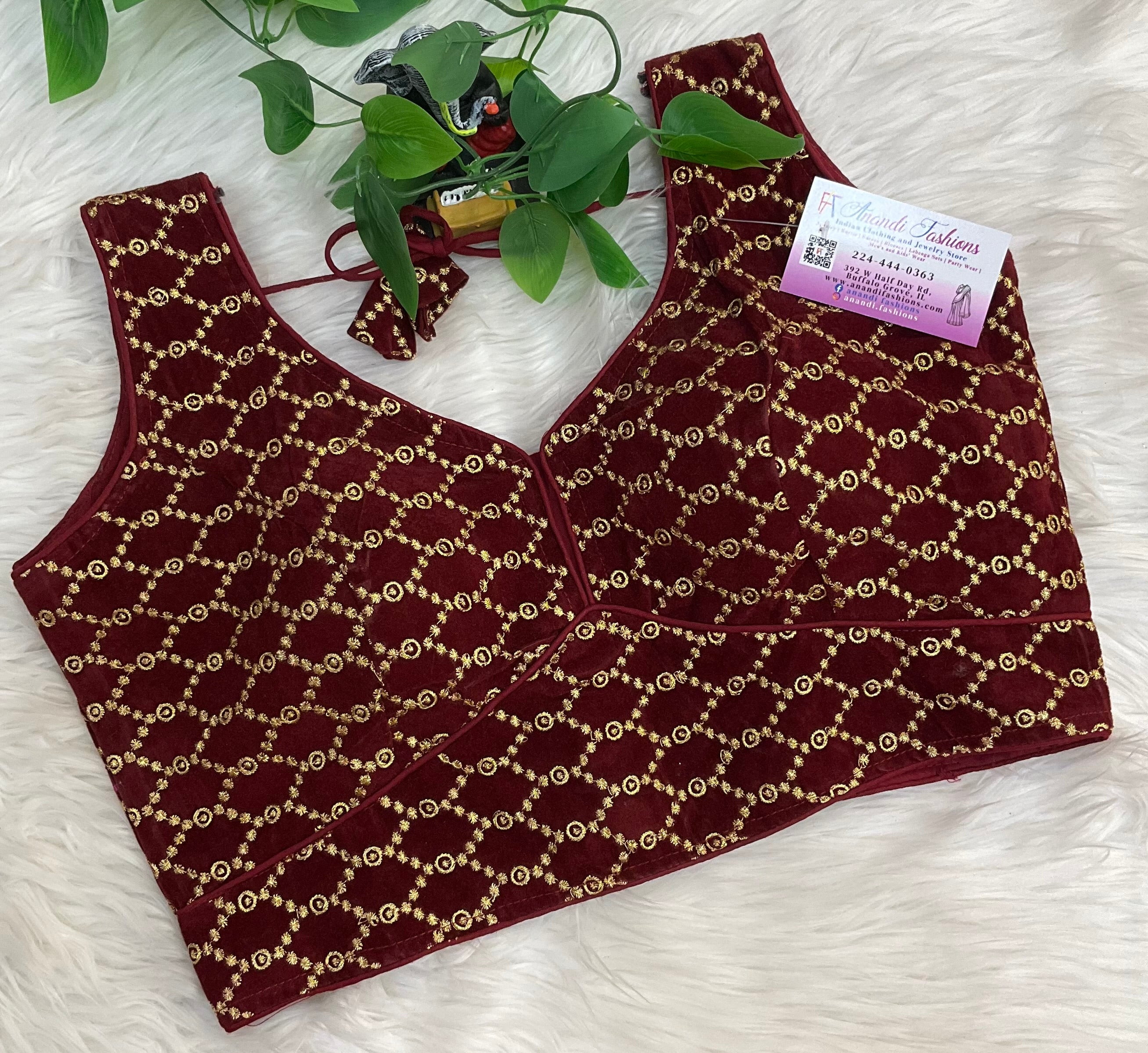 Maroon Velvet Blouse